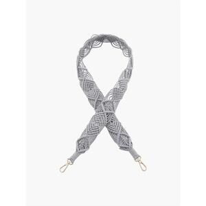NEW JEN & CO. women's woven macrame crossbody purse strap in grey